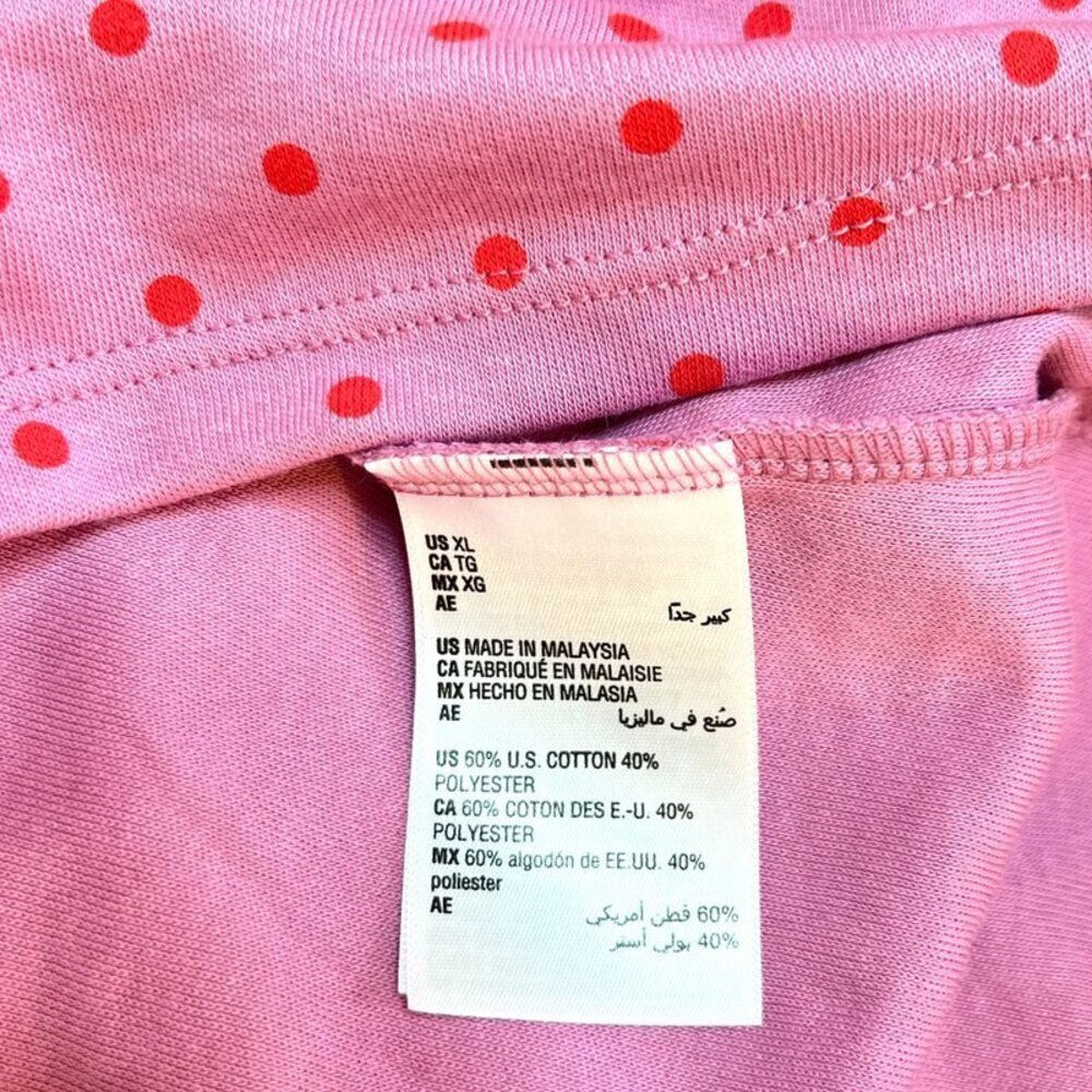 Style & Co Long Sleeve Tee Shirt Women's XL Dusty Pink Red Polka Dots Scoop Neck - Picture 9 of 12
